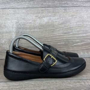 Vionic 354Goleta Women’s Sz 7.5 Black Leather Buckle Strap Mary Jane Loafers